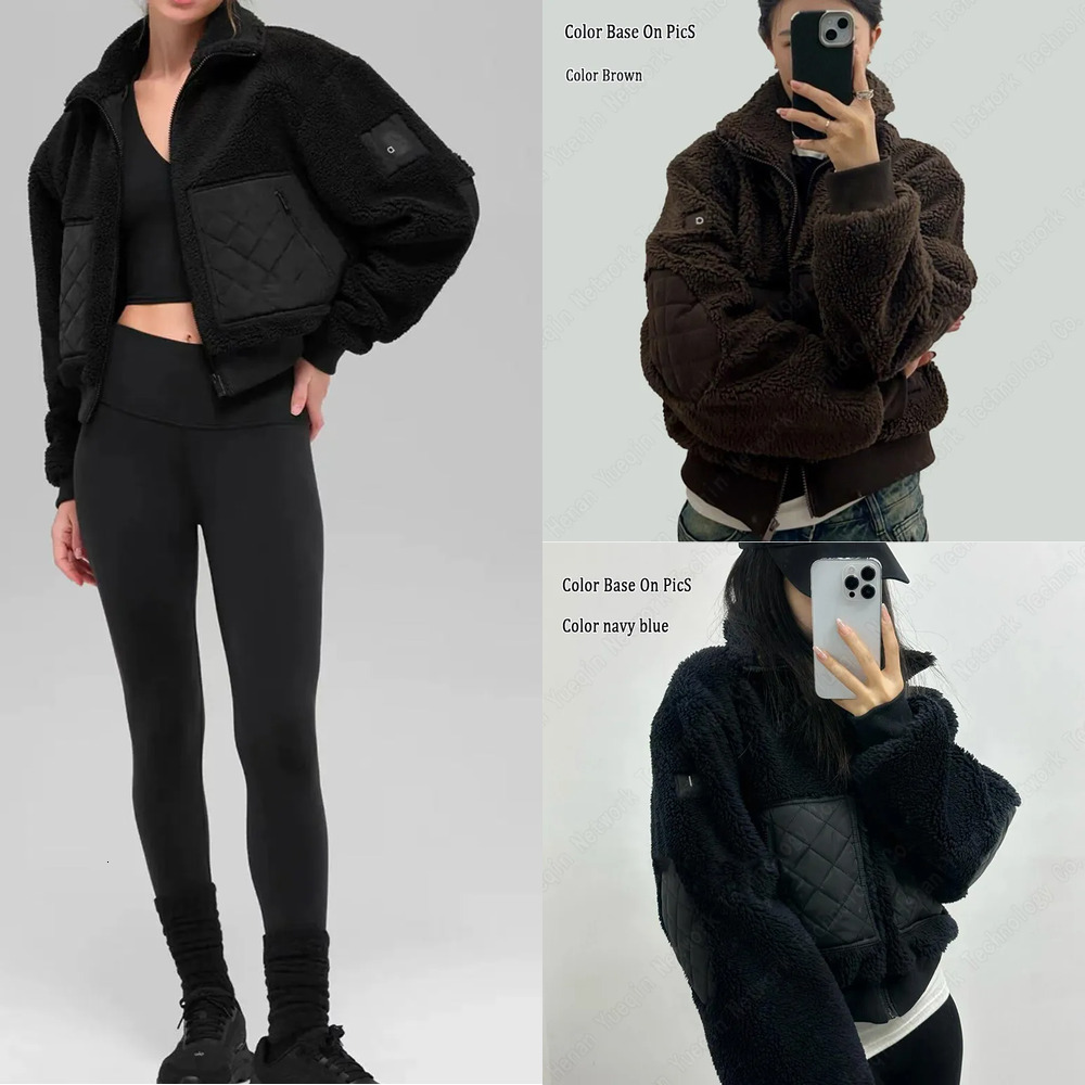 2026 New Designer Womens Autumn And Winter Brown Lambhair Hooded Short Ja Thick And Warm Sporty And Casual Stand Up Collar Zipper Ja Top Sports