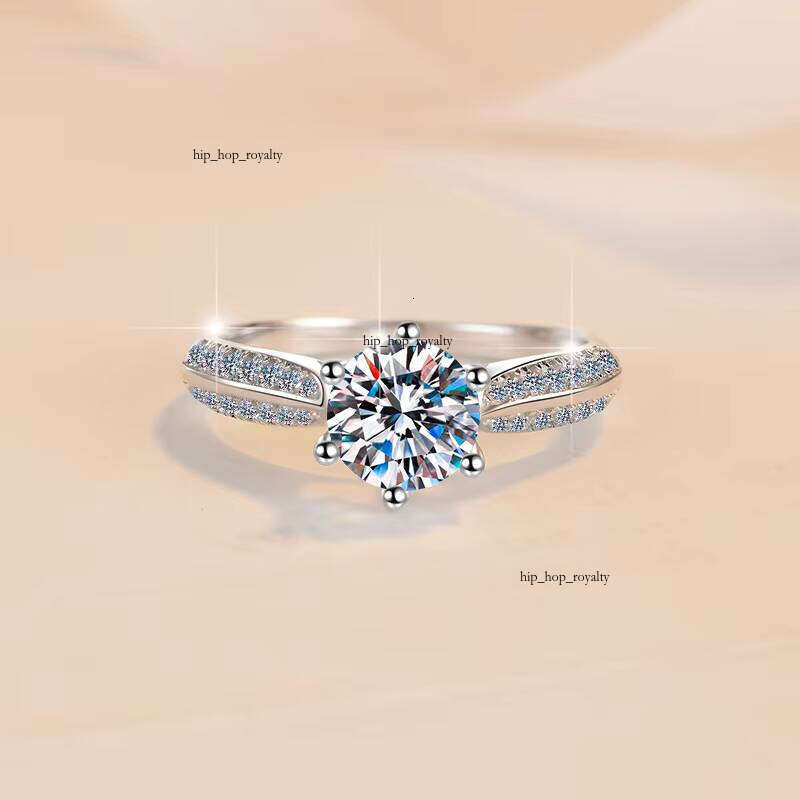 Fine Jewelry Platinum Plated 1 CT VVS Moissanite VVs1 Carbonite S925 Sterling Silver Ring Women Wedding