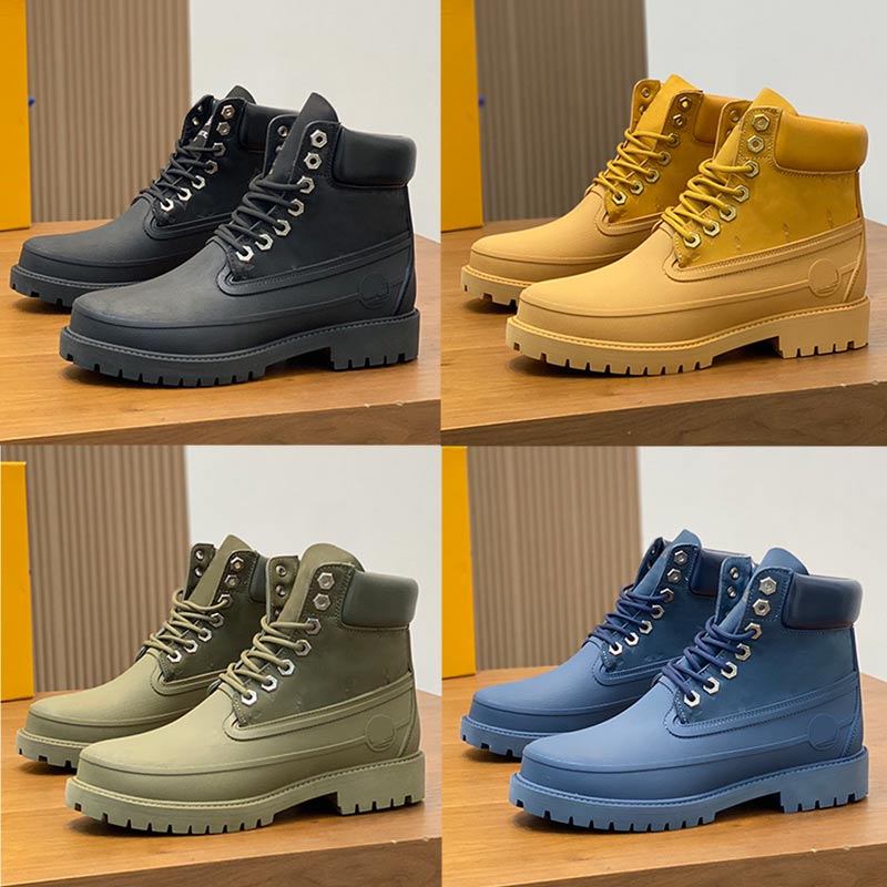 Designer Men 6 inch Brand Mens Short Waterproof Printed Cowhide Upper Non slip Rubber Sole 2026 New Autumn/Winter Vacation Casual Yellow Ankle Boots