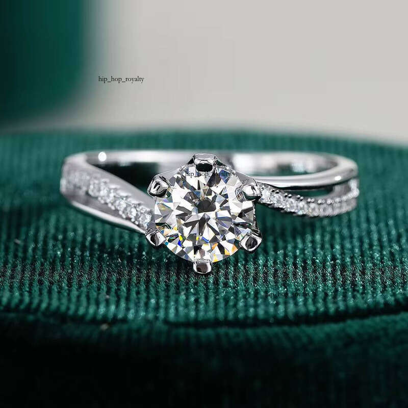 VVS Moissanite Luxurious Twisted Shape S925 Sterling Silver D Color Vvs 1 Ct 6.5mm Silicon Stone Eternal Engagement Ring, Suitable for Women with Gr