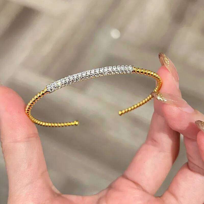Charm Bracelet Light Luxury High Quality Half Circle Round Bead Micro Diamond Bracelets For decorative Women Classic Simple And Fashion Bangles Jewe