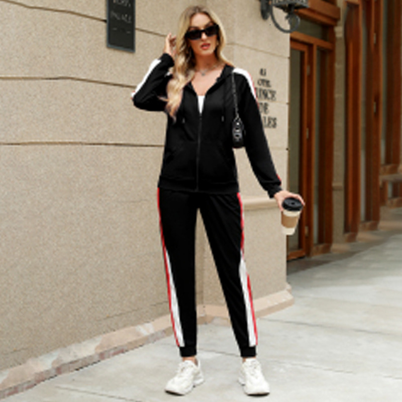 S-3XL Sport grande taille deux pièces ensemble vêtements pour femmes épissage zip haut à manches longues et pantalon costume vente en gros dropsh