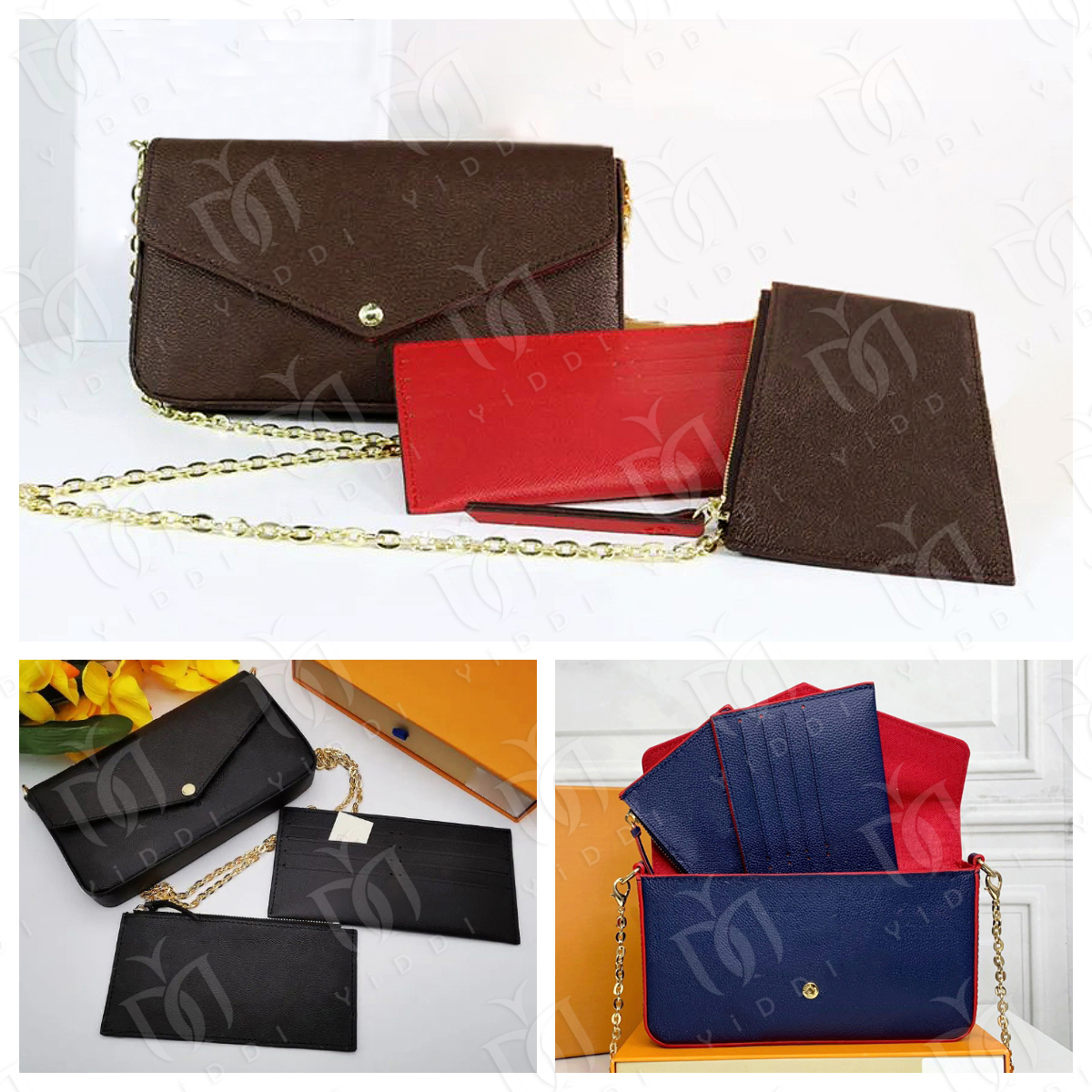 Classic Brown Flower Pochette Designer clutch bag wallet Felicie chain bag Women mini Shoulder Bag Cellphone Pouch Women chain Crossbody Envelope ba