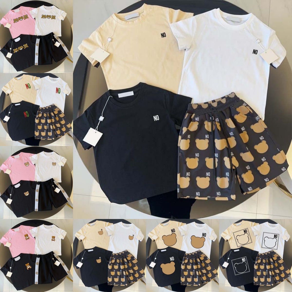Kids Clothes Sets Short Sleeved T-shirts Shorts Baby Toddlers Suits Boys Girls Clothing Casual Bears Printed Children Youth Tracksuits Tshirts Bl-image-838135623