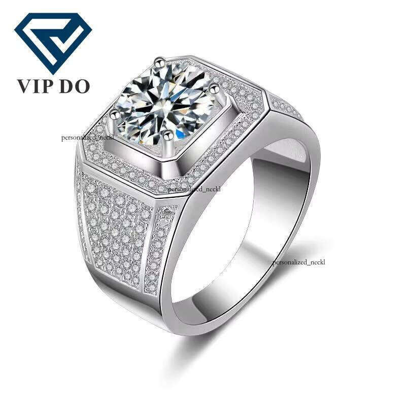 Custom 18K Gold AU750 D Color FL Clarity 3EX Round Lab Grown VVS Moissanite Luxurious 4-Prong Wedding Ring Jewelry