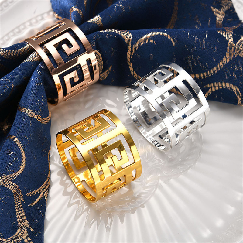 Laser Cut Napkin Ring Metal Gold Silver Napkin Ring Holder-image-402304840