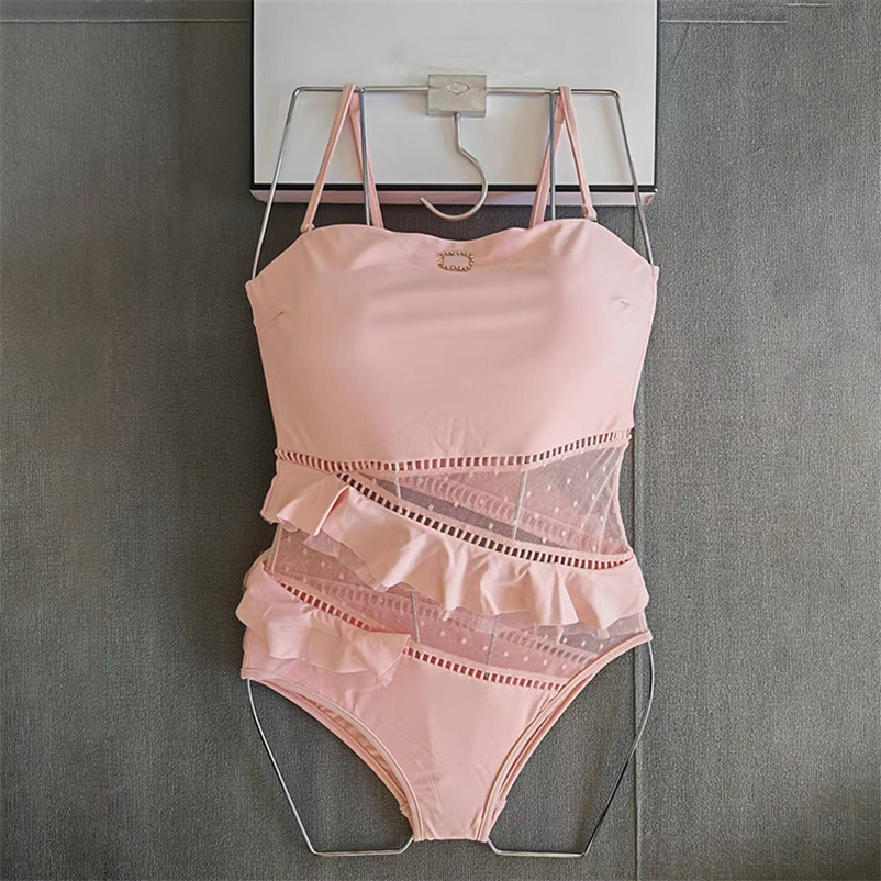 Maillots de bain roses de luxe pour femmes Sexy Mesh Voir à travers le maillot de bain Designer Hollow Out Maillots de bain Summer Beach Holidays