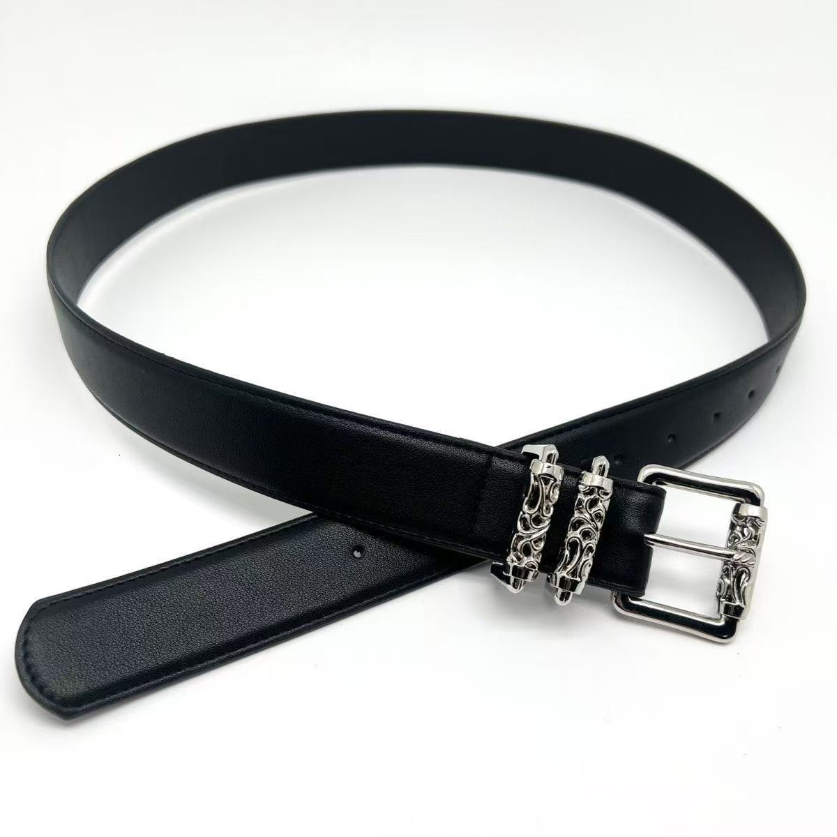 Ceintures de créateurs de mode Hommes Femmes Chrome Creux Sculpté Rouleau Croix Rivet Ceinture En Métal Crâne Rue Hip Hop Ceinture Homme Lady Rob