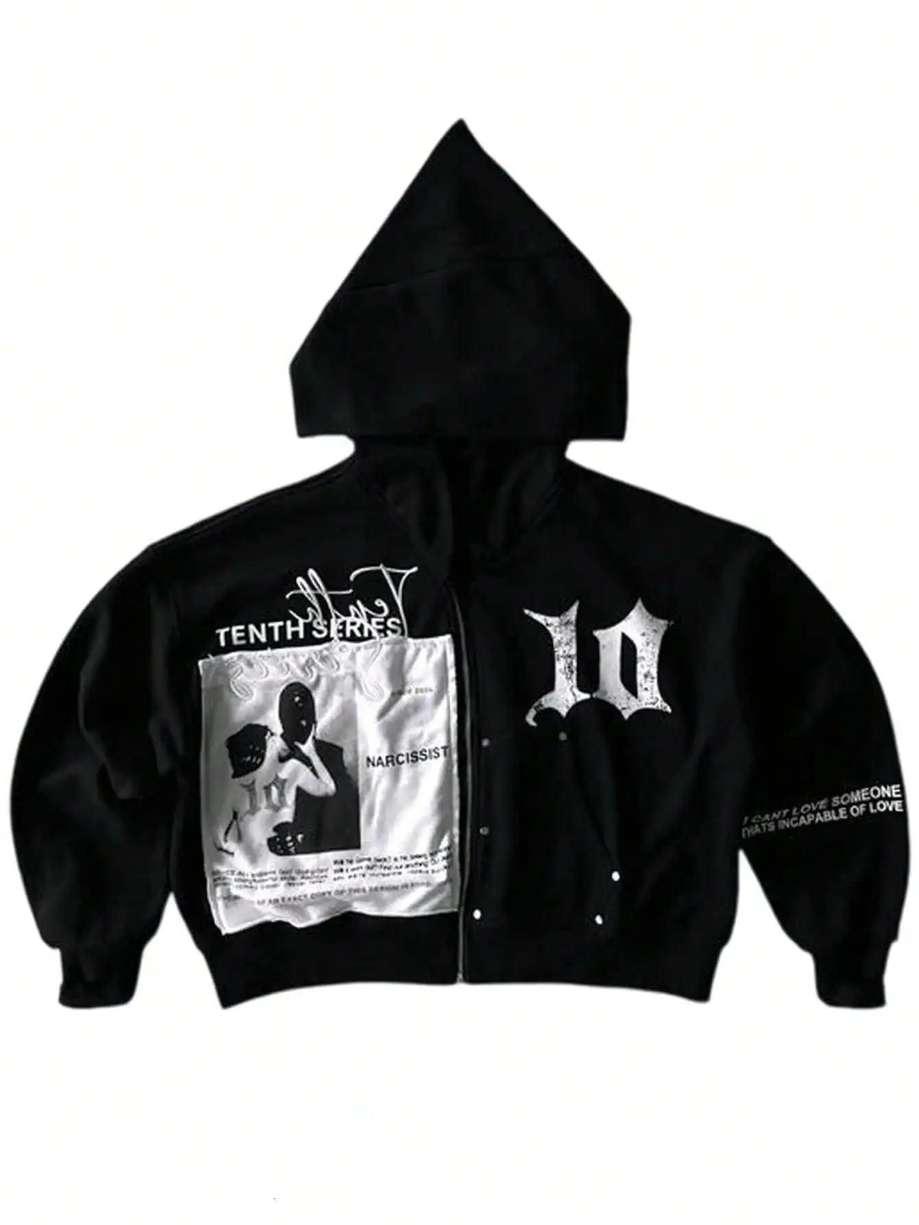 Mens Graphic Oversized Hoodies Y2k Zip Up Long Sleeve Hooded Sweatshirt Jacket Streetwear 251226