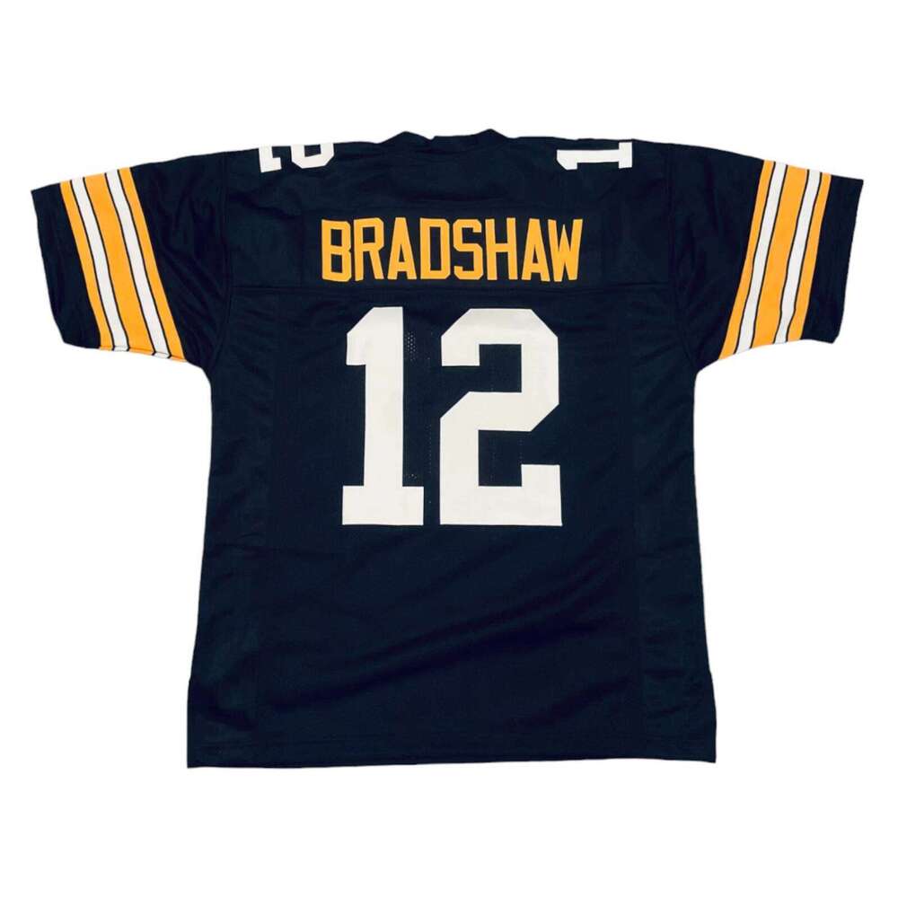 Terry Bradshaw Sewn Stitched Custom Black Football Jersey Sizes Add any name number size XS-5XL 6XL