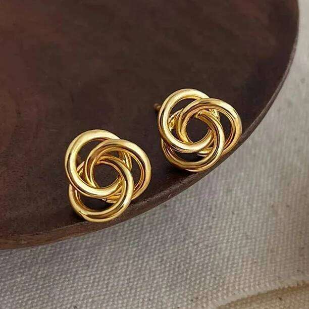 Real 925 Sterling Silver 18K Gold Twisted Cross Hollow Flower Stud Earrings for Women Cute Plant Fine Jewelry Accessories