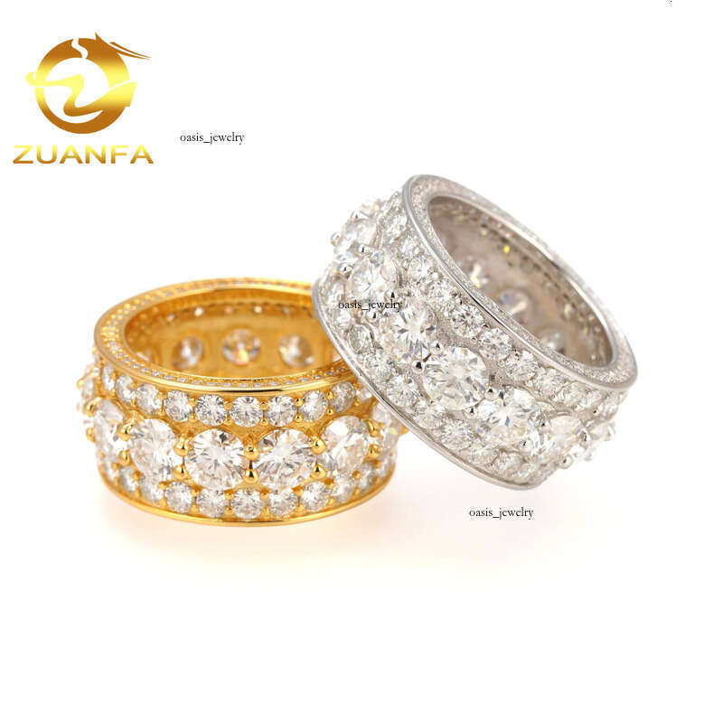 Wholesale Price Fine Jewelry Iced Out Vvs Moissanite Gold Plated S925 Sterling Silver Hip Hop Ring