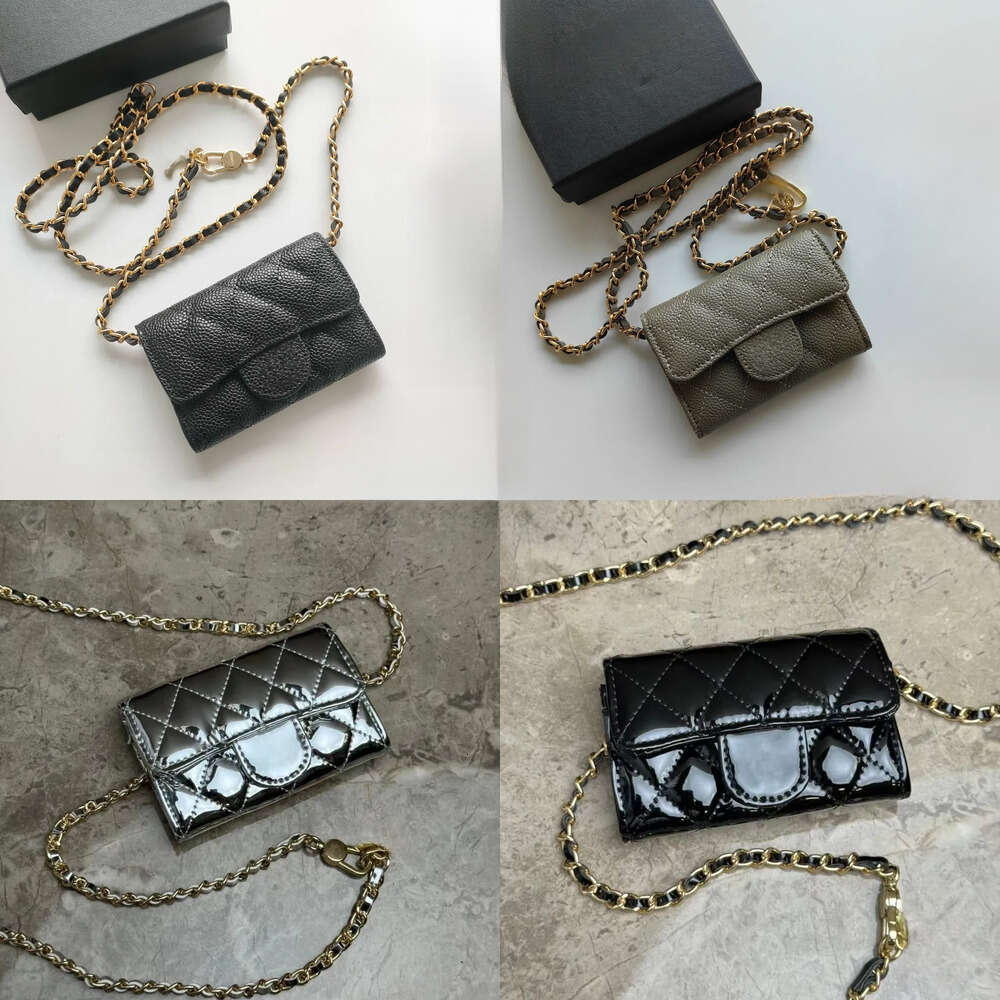 Femmes Flip Portefeuille Designer Titulaire de la carte Hommes Sacs à main Sac à bandoulière Mode Sac de taille avec chaîne Porte-monnaie carré D