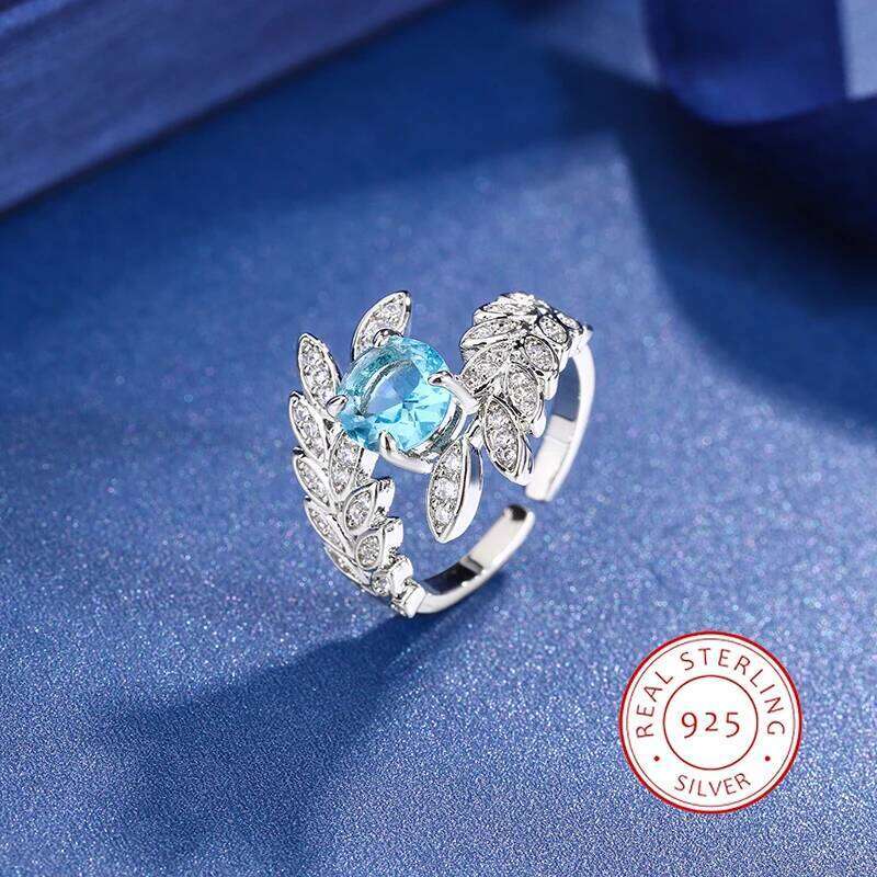 925 Stamp New Super Flash Peacock Feather Ring Female Open Micro Set Full Diamond Zirconia Court Style Jewellery Party Gift