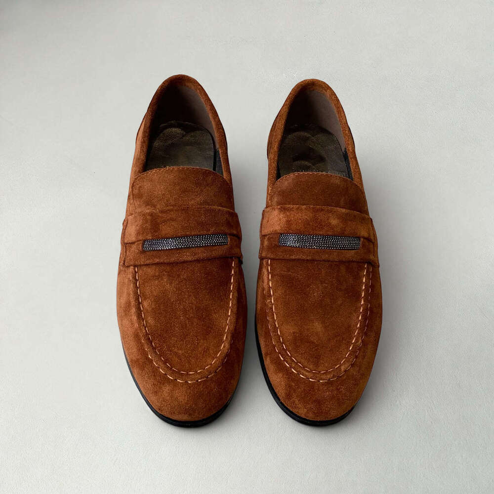 2026Designer Suede minimalism slip on with flat heel Real leather luxury designer loafers for women dress holiday walking shoes