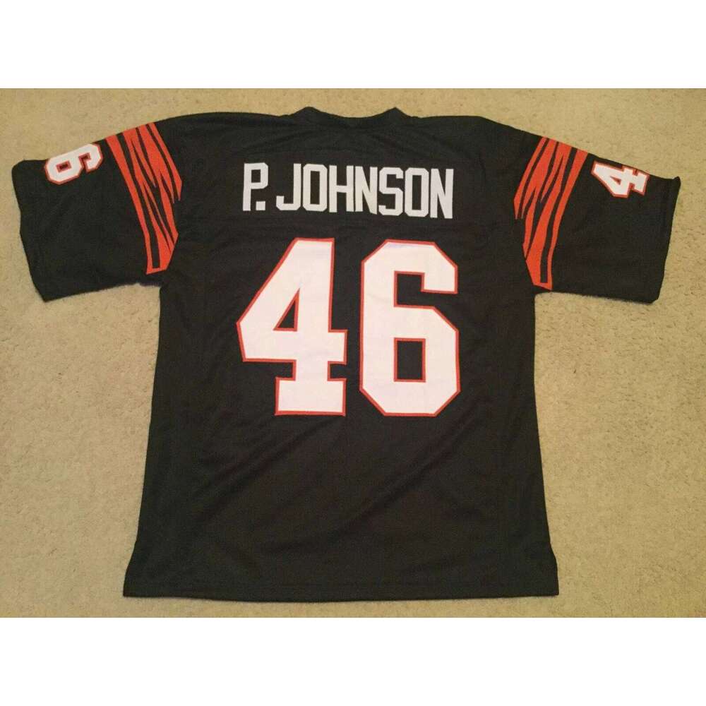 CUSTOM Sewn Stitched Pete Johnson Black Football Jersey Add any name number size XS-5XL 6XL
