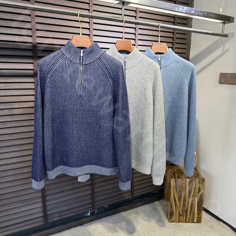 Luxury Designer Cardigans for Men Fall Winter Semi-turtleneck Knitted Sweater Casual Warm Sweaters B1289