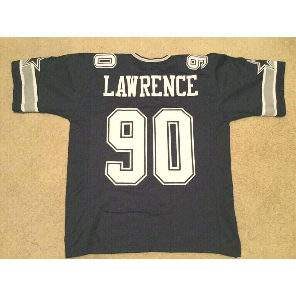 CUSTOM Sewn Stitched Demarcus Lawrence Blue Football Jersey Add any name number size XS-5XL 6XL