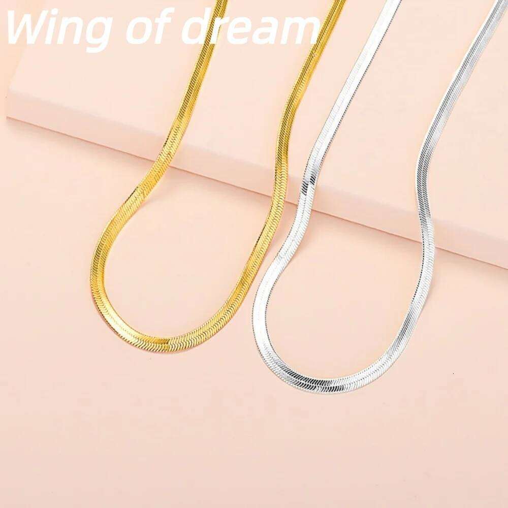 925 Sterling Silver 4mm Snake Blade Clavicle Necklace Flat Men Women 16-24 Inch Wedding Birthday Jewelry Gift 00fdc