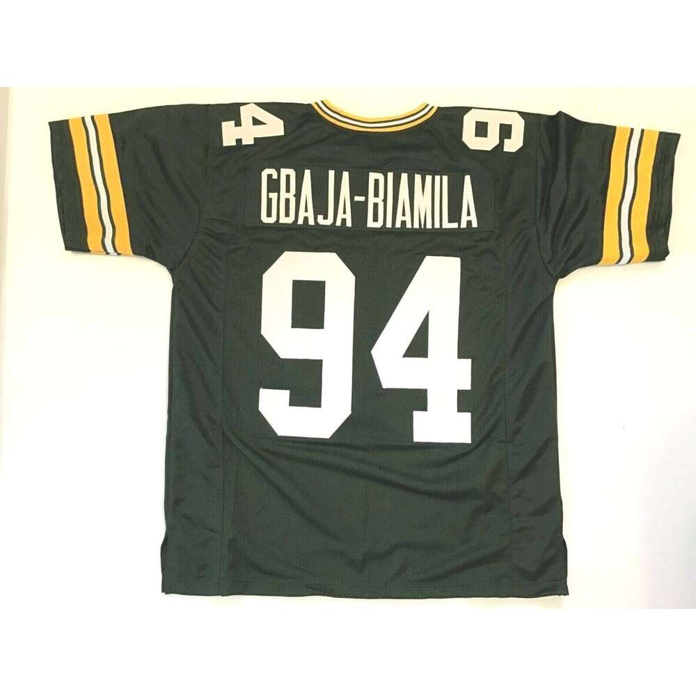 CUSTOM Sewn Stitched Kabeer Gbaja-Biamila Green Football Jersey Add any name number size XS-5XL 6XL