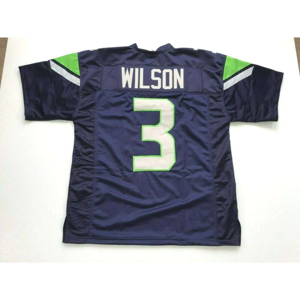 CUSTOM Sewn Stitched Russell Wilson Blue Football Jersey Add any name number size XS-5XL 6XL