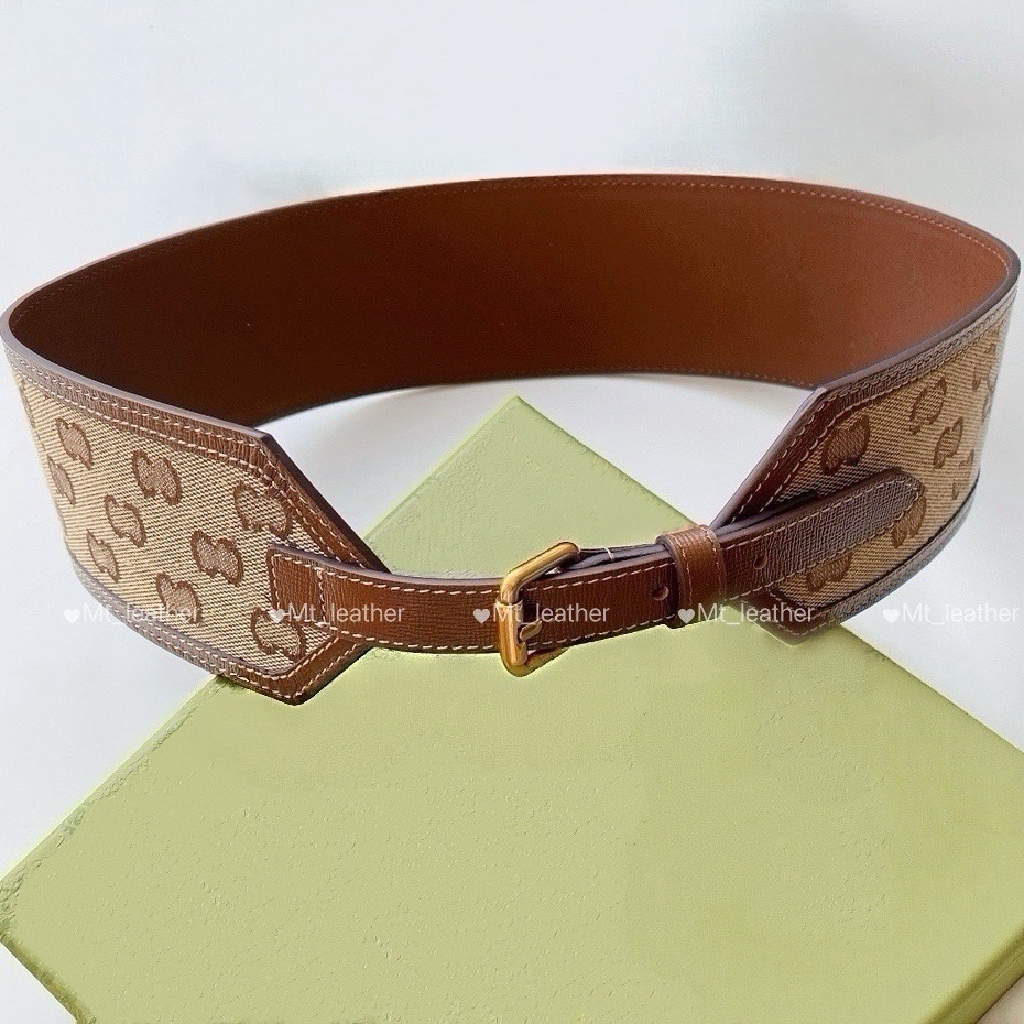 Women wide leather belt 7cm women big belt letter leather waist seal pin buckle Match with skirts coats trench coats with green box women designer g