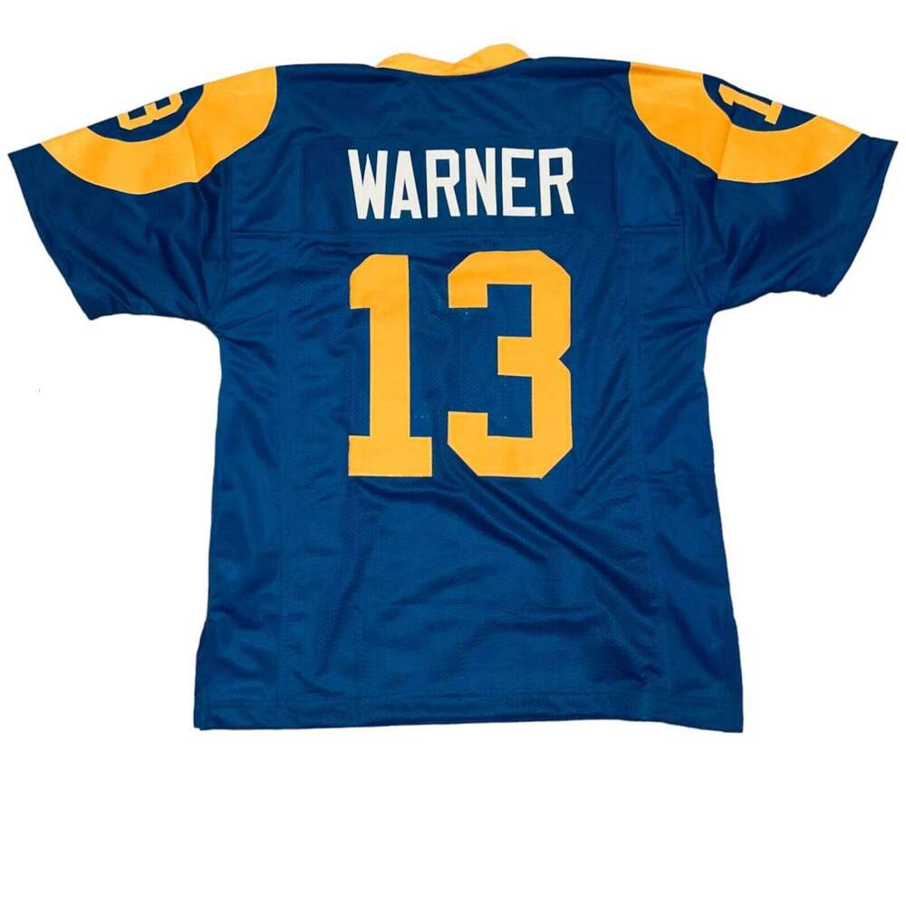 Kurt Warner Sewn Stitched Custom Blue Football Jersey Sizes Add any name number size XS-5XL 6XL