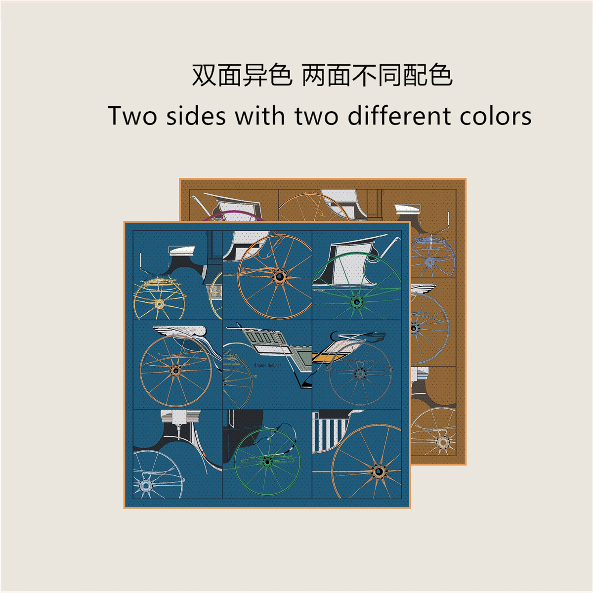 Double Side Silk Twill Scarf 65CM Women Square Bandanas AB Print Hand Rollerd Shawls Summer Head Hair Scarves Bag Clothing Accessories Lover Gift
