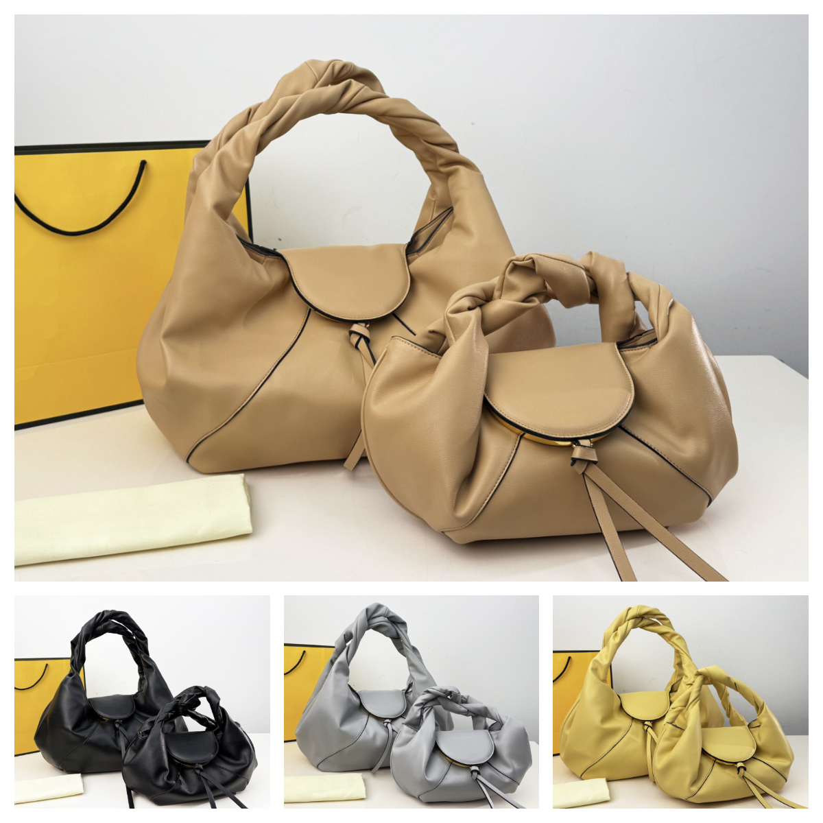 Women's trendy soft leather handbag Luxury Designer tote bag Supple hobo bag Slouchy bag Women large Shoulder bag underarm bag New wave multi p