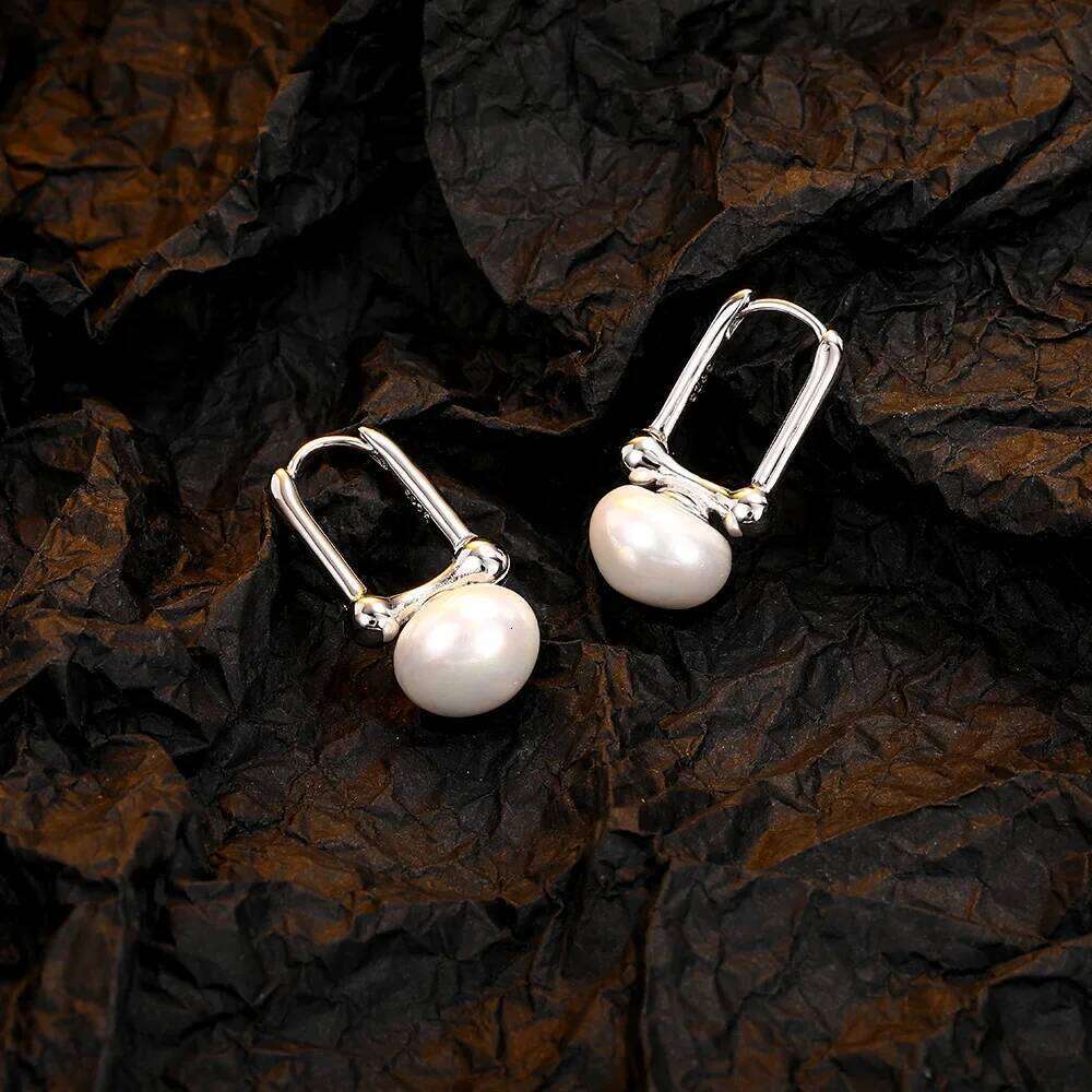 S925 Sterling Silver Cloud Pearl Exquisite Style Wavy Pattern Women's Earrings b020c