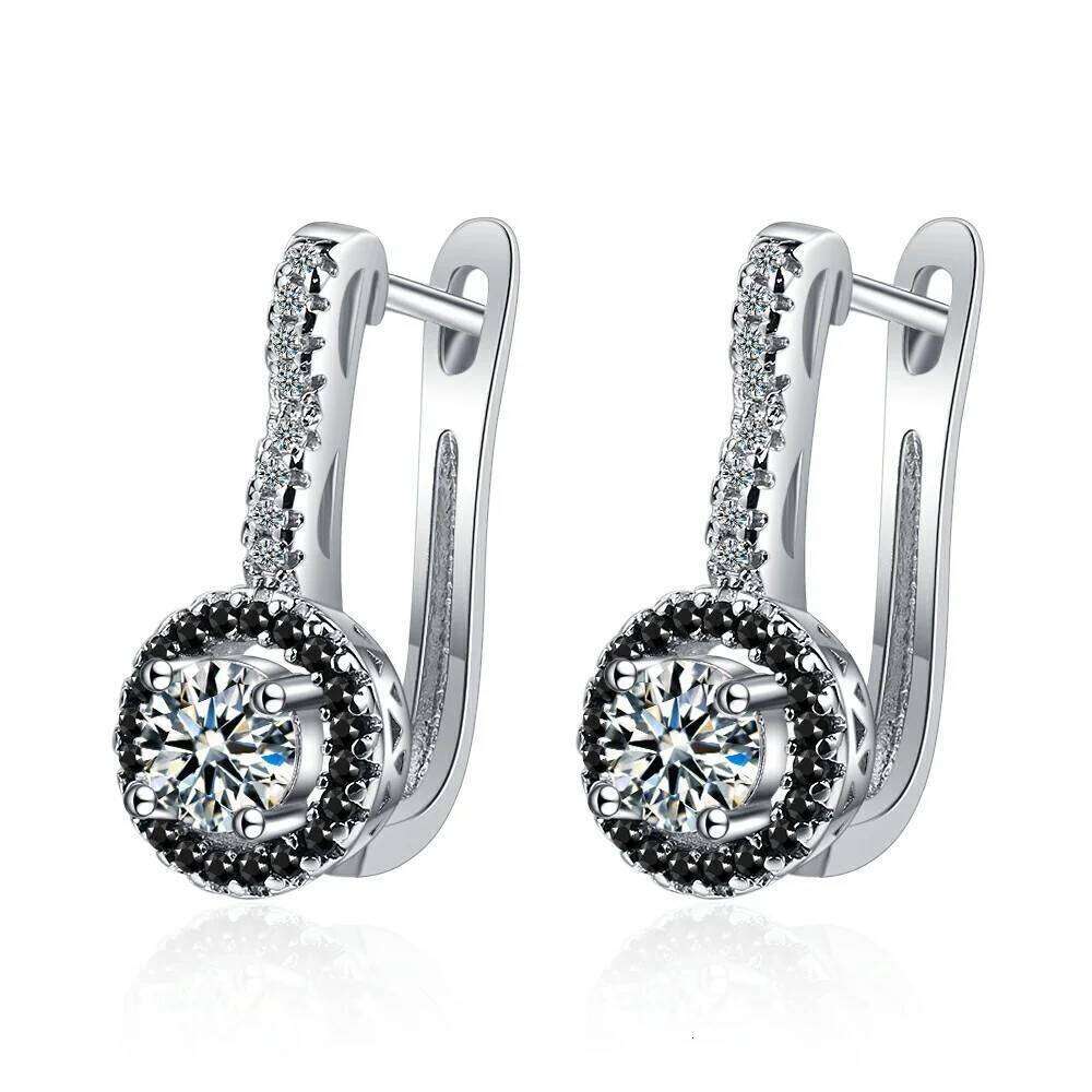 925 Sterling Silver Inlaid With Black And White Zircon Ladies Elegant Fashion Wedding Anniversary Earrings Jewelry Gift 82188