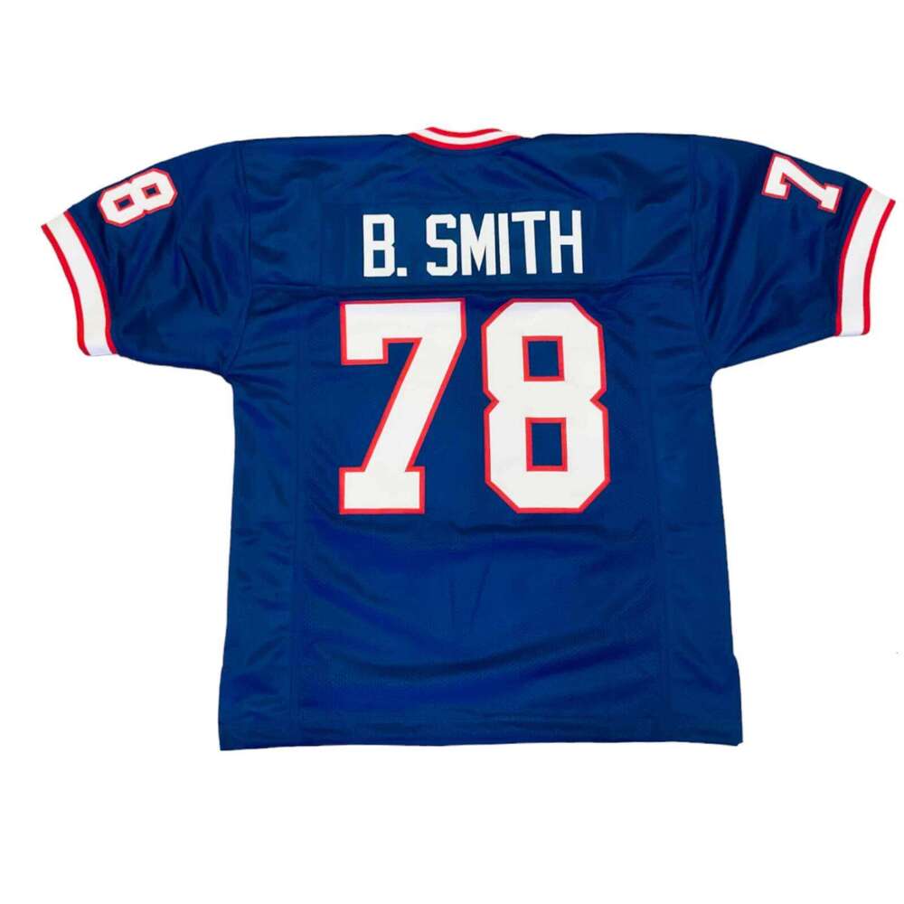 Bruce Smith Sewn Stitched Custom Blue Football Jersey Sizes Add any name number size XS-5XL 6XL