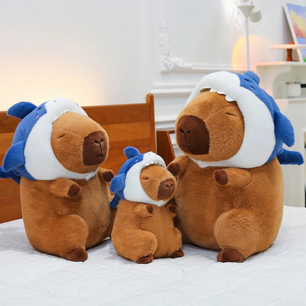 Headgear Capibara Toy Soft Stuffed Cartoon Capybara Plush Simulation Shark Fluffty Animals Doll Toys Kid Gift 260104 W260306-image-1096679517