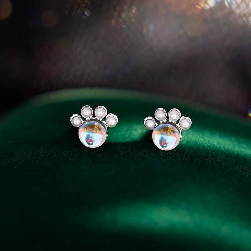 Boucles d'oreilles à la mode, clous mignons colorés patte de chat pour femmes, boucles d'oreilles ludiques de dessin animé, accessoires de Style