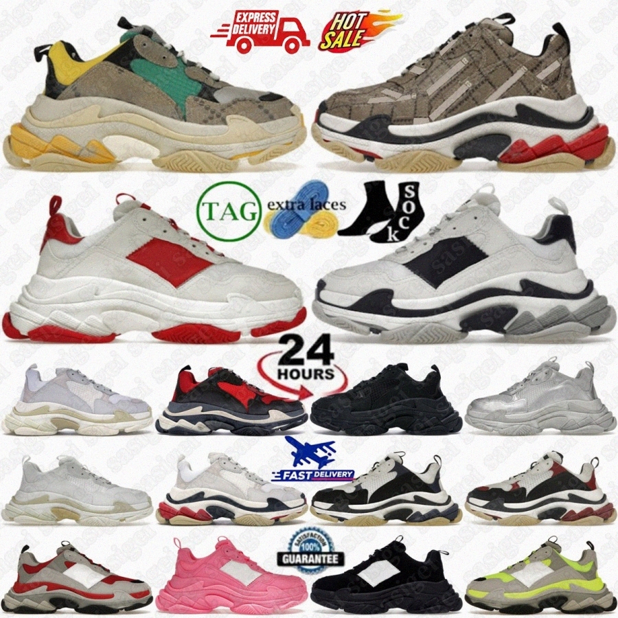 Triple s Clear Sole Designer Black White Red Grey Sneakers Shoes Patent Fluo Yellow X Tan Light Beige Allover Logo Laces Silver Blue Women Men Tr-image-999636530