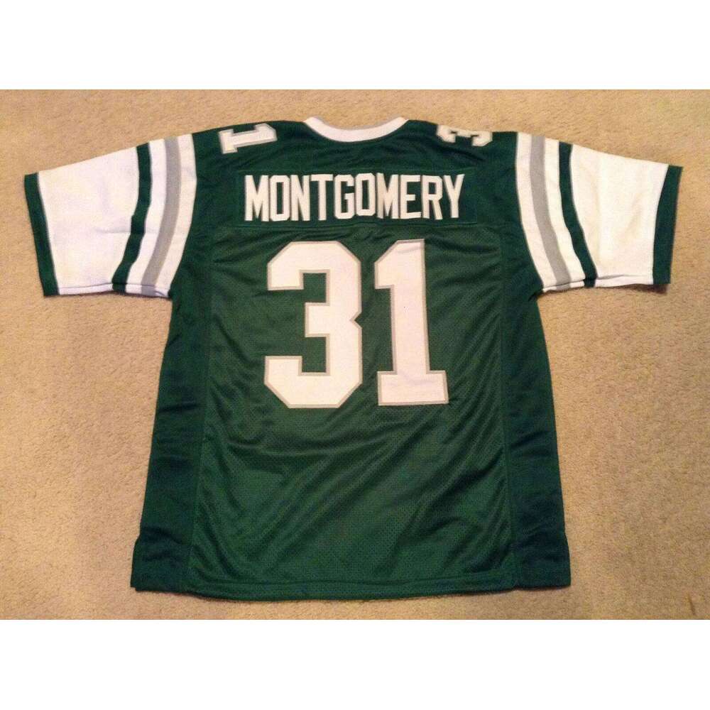 CUSTOM Sewn Stitched Wilbert Montgomery Green Football Jersey 3X Add any name number size XS-5XL 6XL