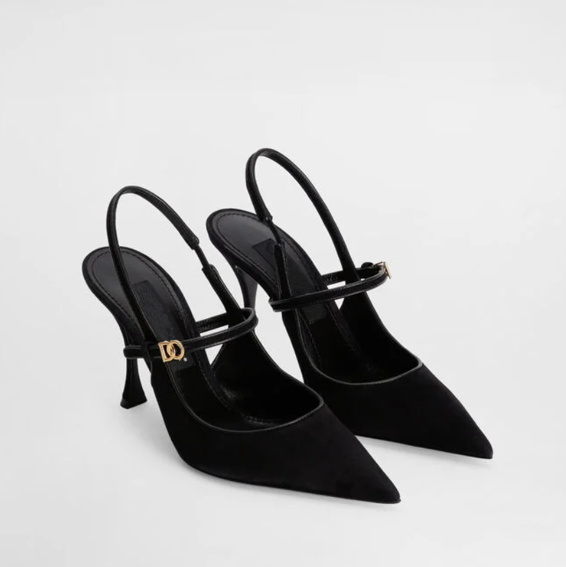 2026S Brand Sandals Women's Dress Pump Designer Sandals Black Women's Suede & Leather Slingbacks High Heel Summer Woman Sandal Pointed Toe