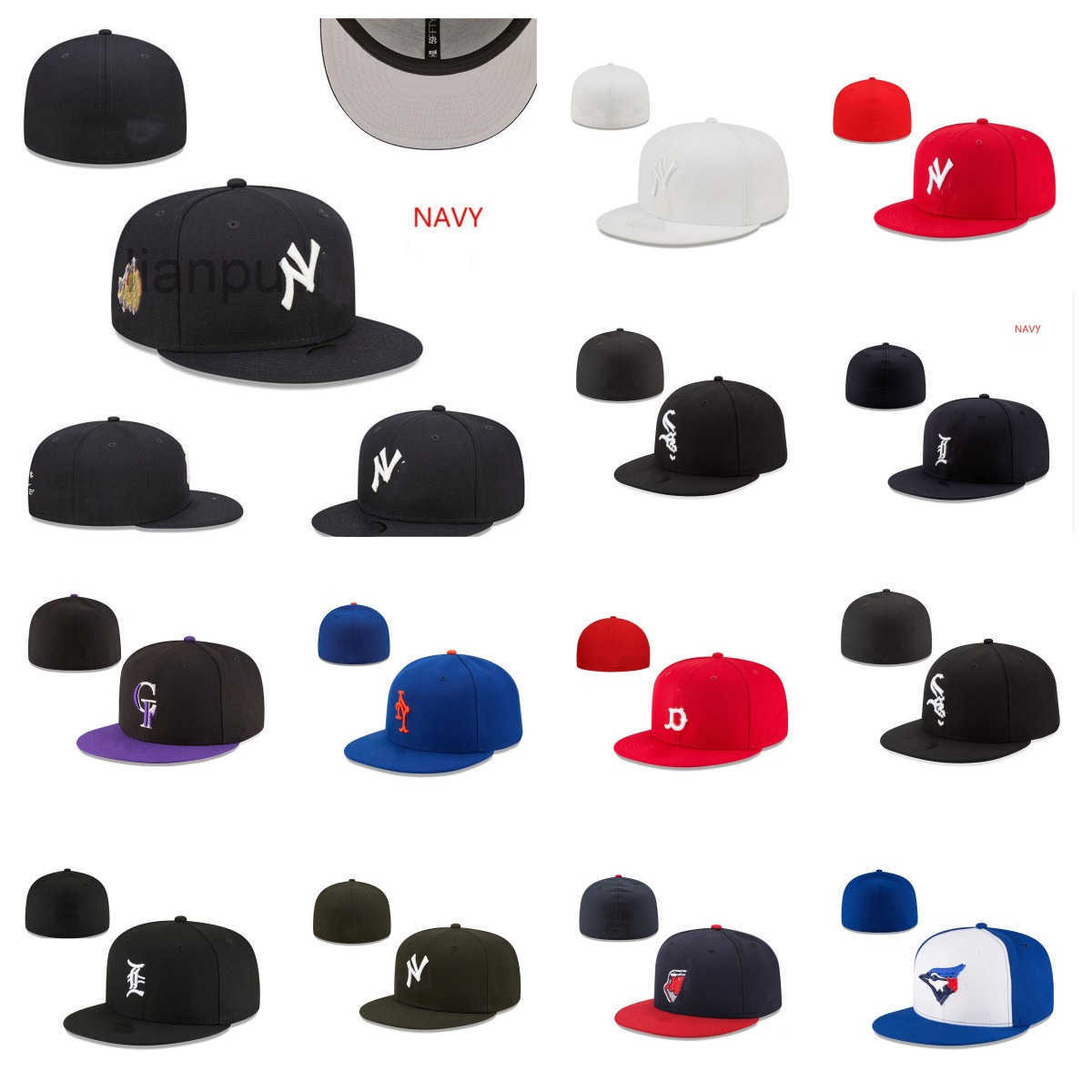Snapbacks Gros chapeaux ajustés chapeau chapeaux de baseball réglables casquettes de football toutes les équipes de sports de plein air broderie