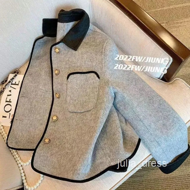 High-end Gray Jacket for Women Spring Autumn Fashionable Petite Stylish Casual Versatile Turn-down Collar Short Top