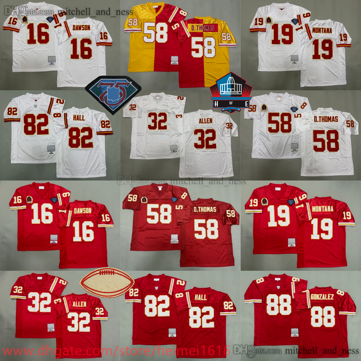 1969 Throwback Football 16 Len Dawson Jersey Classic Retro Stitched 58 Derrick Thomas 19 Joe Montana 32 Marcus Allen 88 Tony Gonzalez 82 Dante Ha-image-890436899