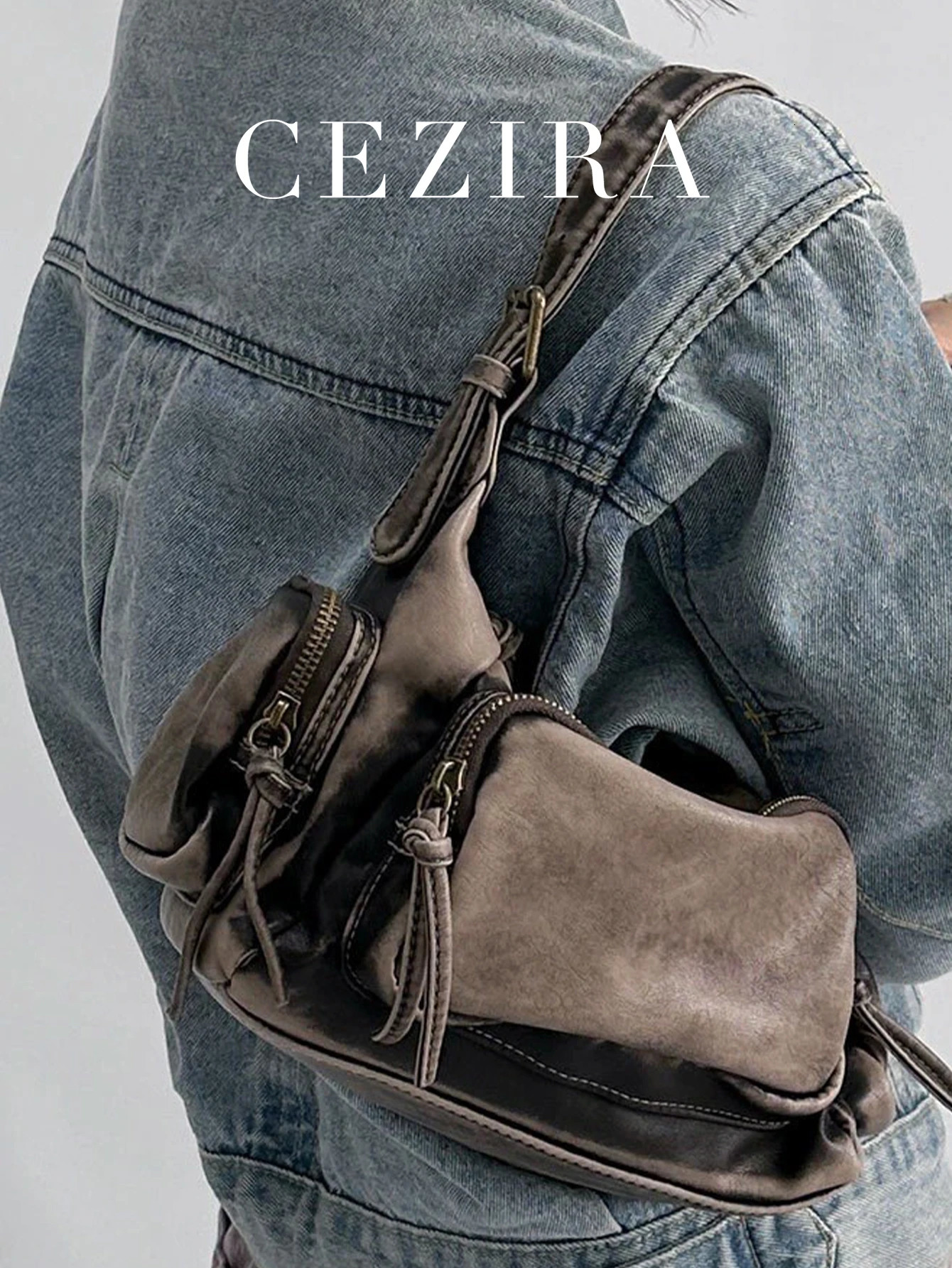 Femmes rétro Cool Preppy Street Style sac à bandoulière lavé PU cuir végétalien Vintage fonctionnel pratique bandoulière sac à main décontracté 2
