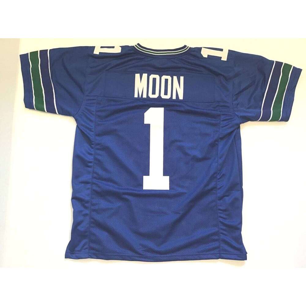 CUSTOM Sewn Stitched Warren Moon Seattle Blue Football Jersey Add any name number size XS-5XL 6XL