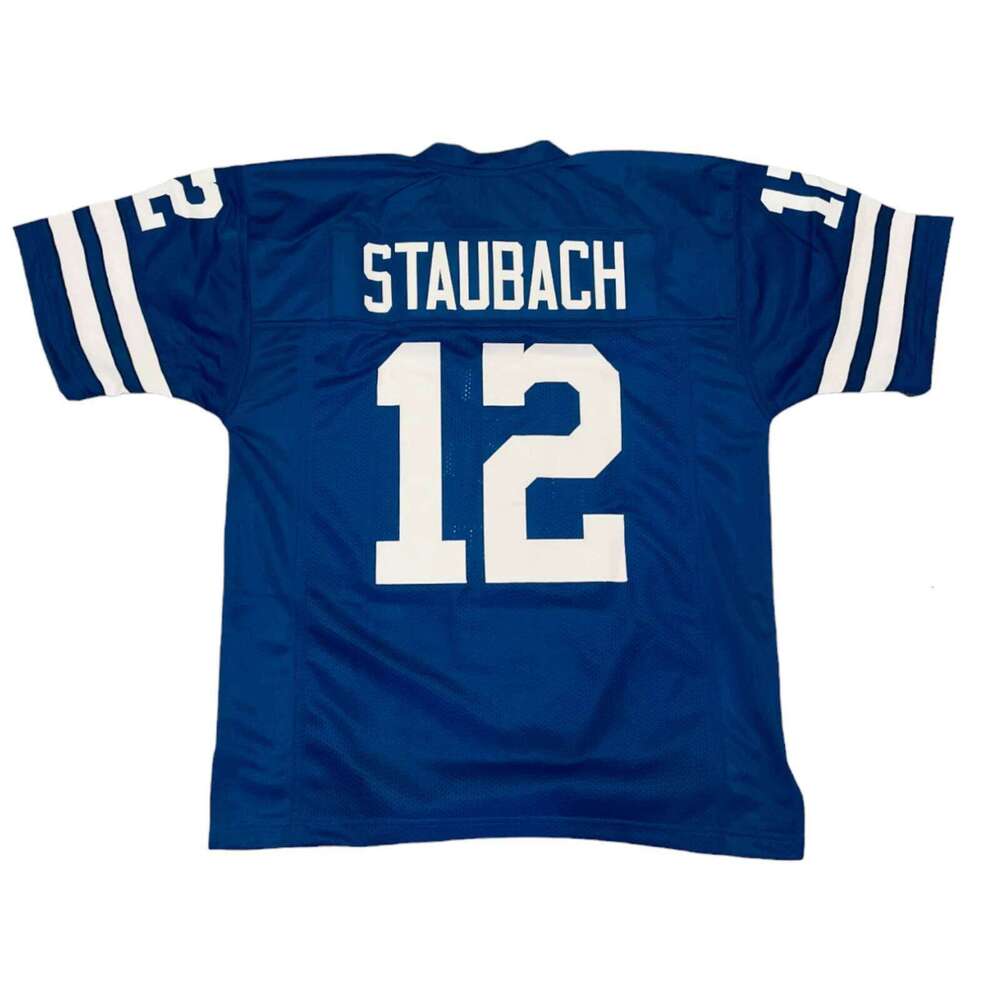 Roger Staubach Sewn Stitched Custom Blue Football Jersey Sizes Add any name number size XS-5XL 6XL
