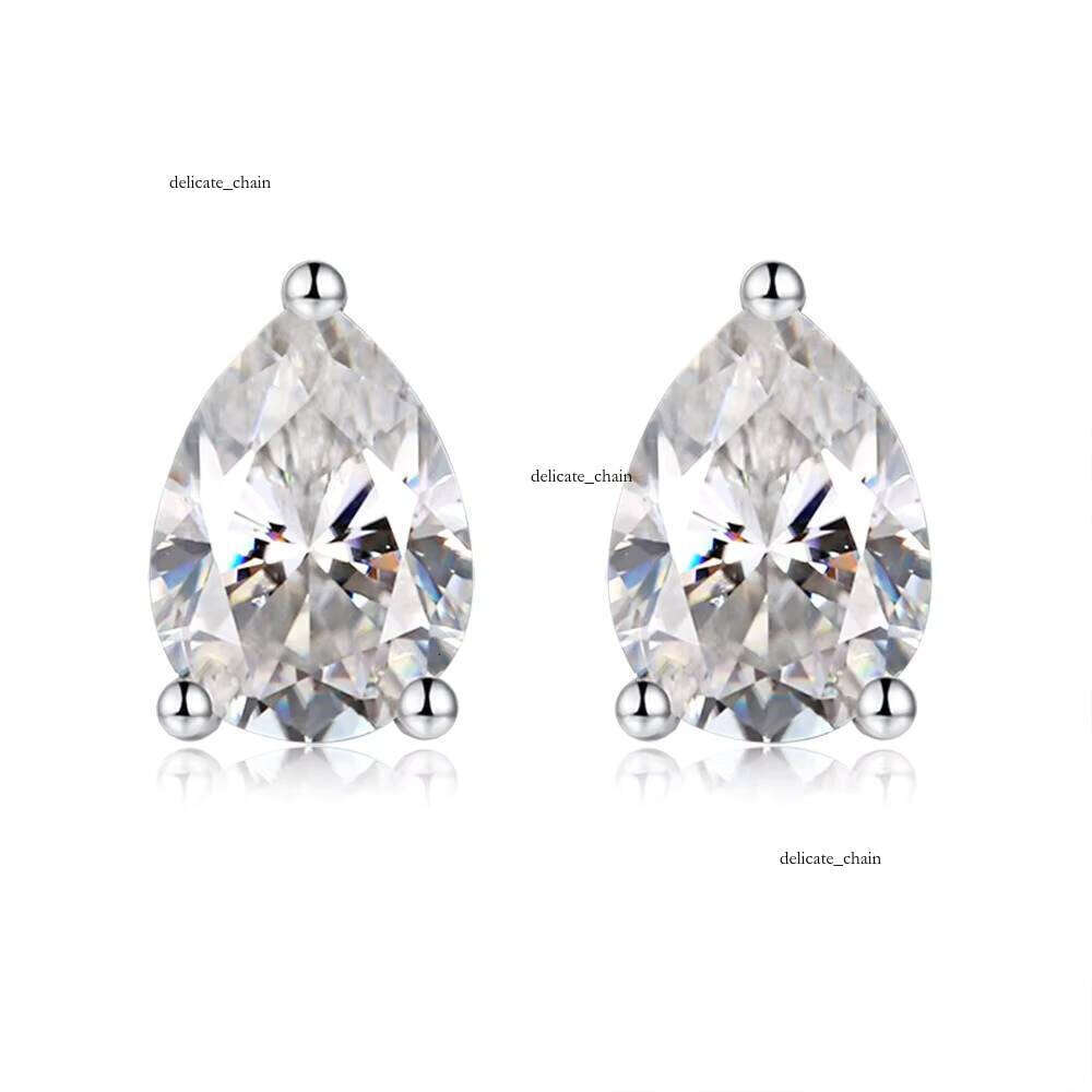VVS Moissanite R, gemstone.Women's Boutique Jewelry Rhodium 1ct Electroplated Five-color Pear-shaped Cut 925 Silver Silicon Stone Earrings D Co