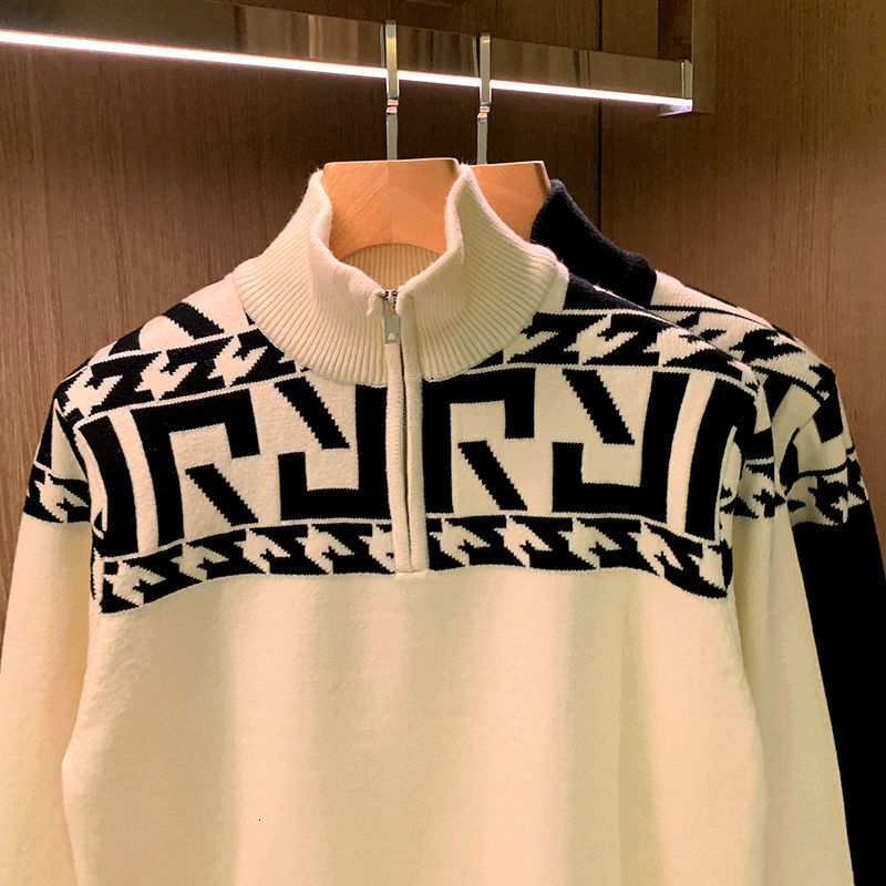 2026 New Style Stylish Jacquard Collared Casual Luxury Knitted Sweater For Autumn/winter Fashion Luxury Versatile Trendy Men's Coat