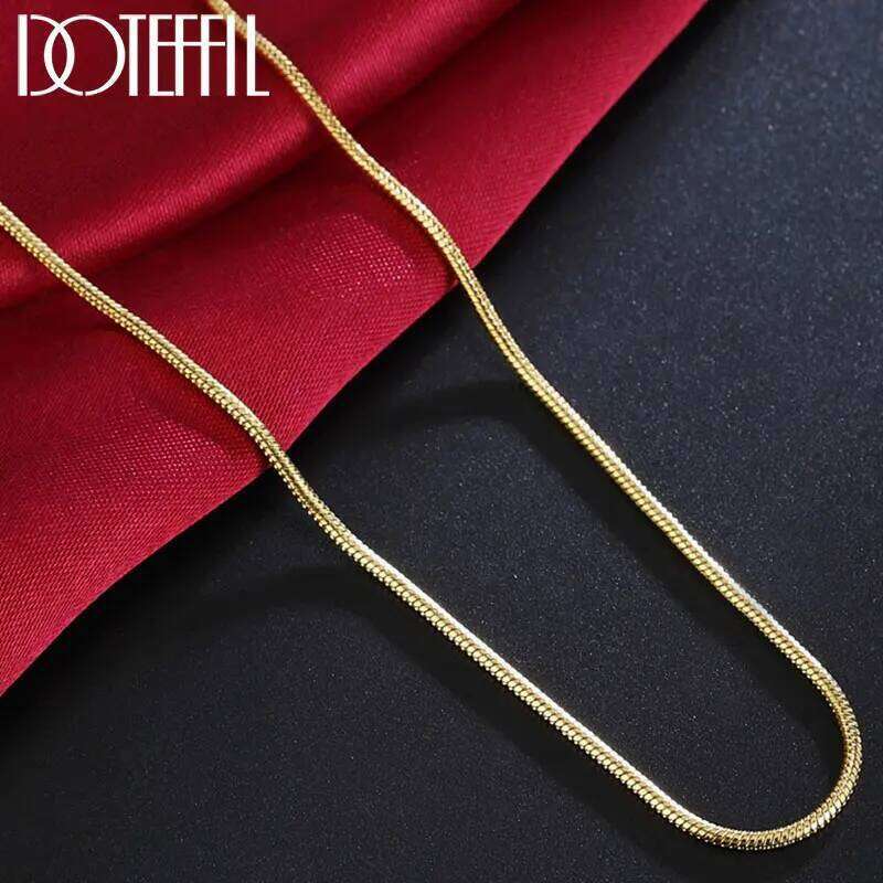 DOTEFFIL 925 Sterling Silver 16/18/20/22/24/26/28/30 Inch 1.2mm 18k Gold Snake Necklace For Women Man Fashion Wedding Jewelry 5f1fb