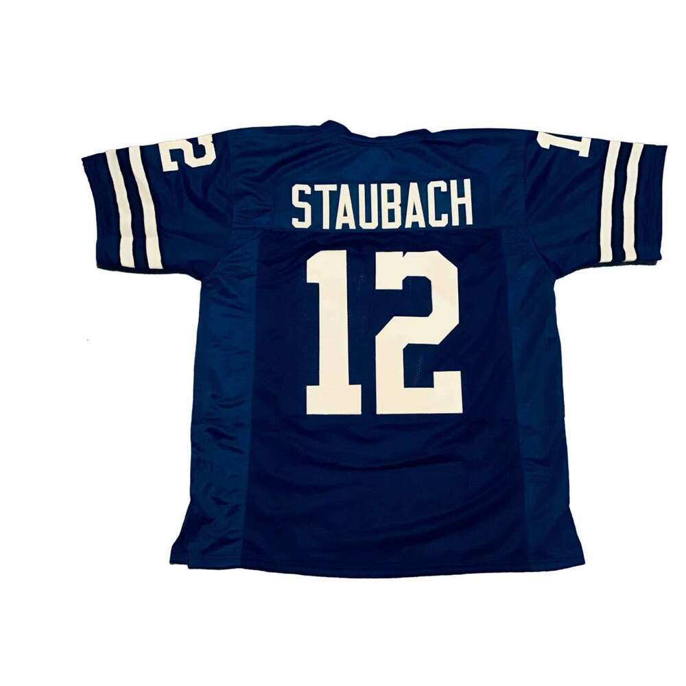 CUSTOM Sewn Stitched Roger Staubach Blue Football Jersey Add any name number size XS-5XL 6XL
