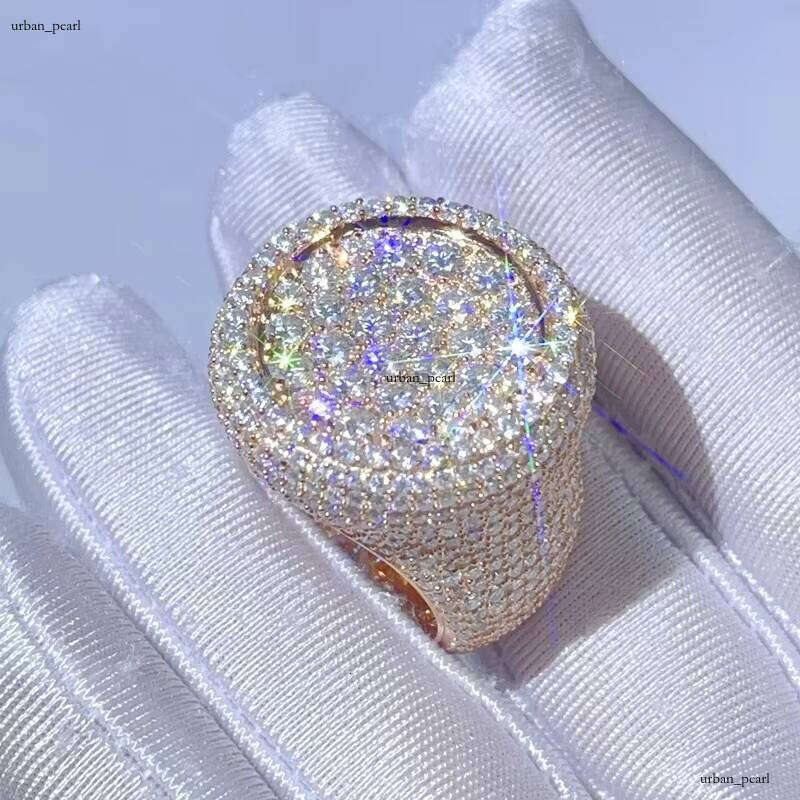 Luxury Gra Certified Rose Gold Iced Out Hip Hop VVS Moissanite Ring Men Vvs