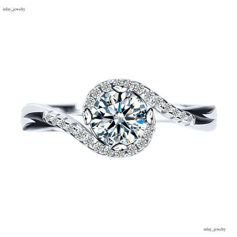 Xingyue Wholesale 925 Sterling Silver D Color Round Brilliant Elegant Ring VVS 1 CT Moissanite Gemstone Jewelry