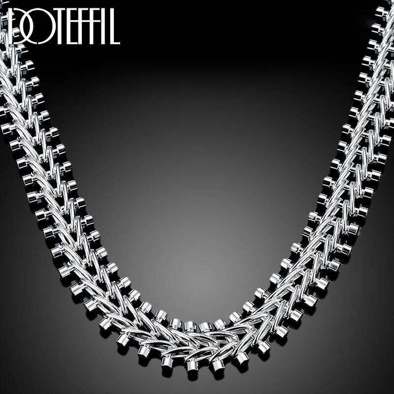 DOTEFFIL 925 Sterling Silver Double Round Bead Chain Necklace For Man Woman Wedding Engagement Charm Fashion Jewelry 57ed3